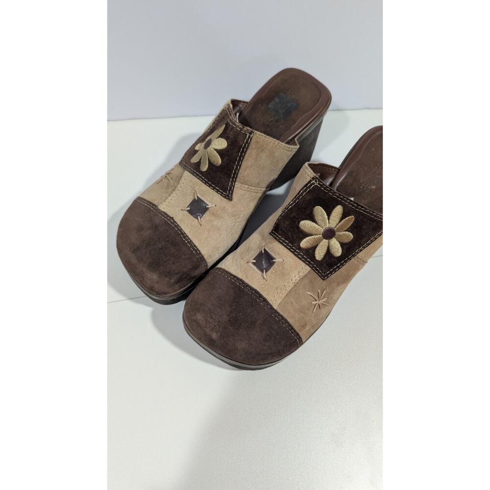 Vintage Patchwork Platform Clogs y2k Brown Boho S… - image 2